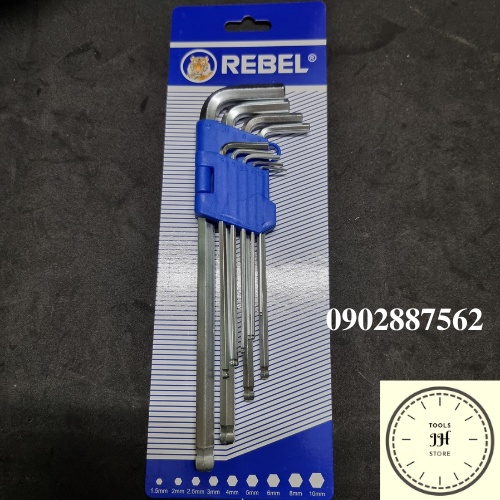 bộ lục giác 9 cây REBEL hàng công ty (1.5-10mm)