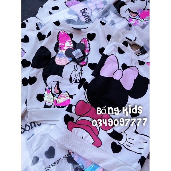 Áo Nỉ Bé Gái Minnie Sequin Trái Tim PR