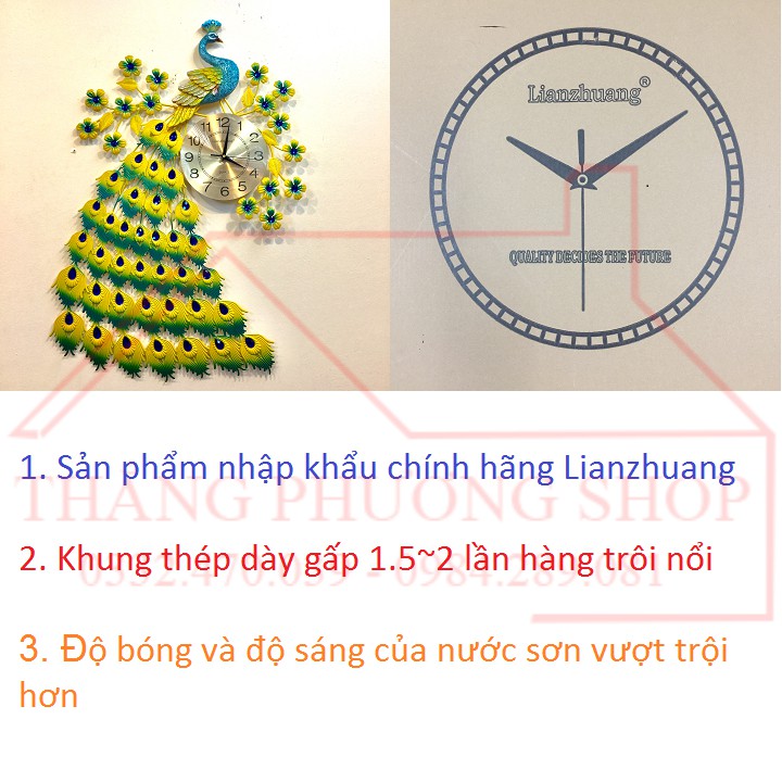 Đồng Hồ Treo Tường Chim Công Hoàng Hậu Kiêu Sa TP-009 (Hàng Chính Hãng)