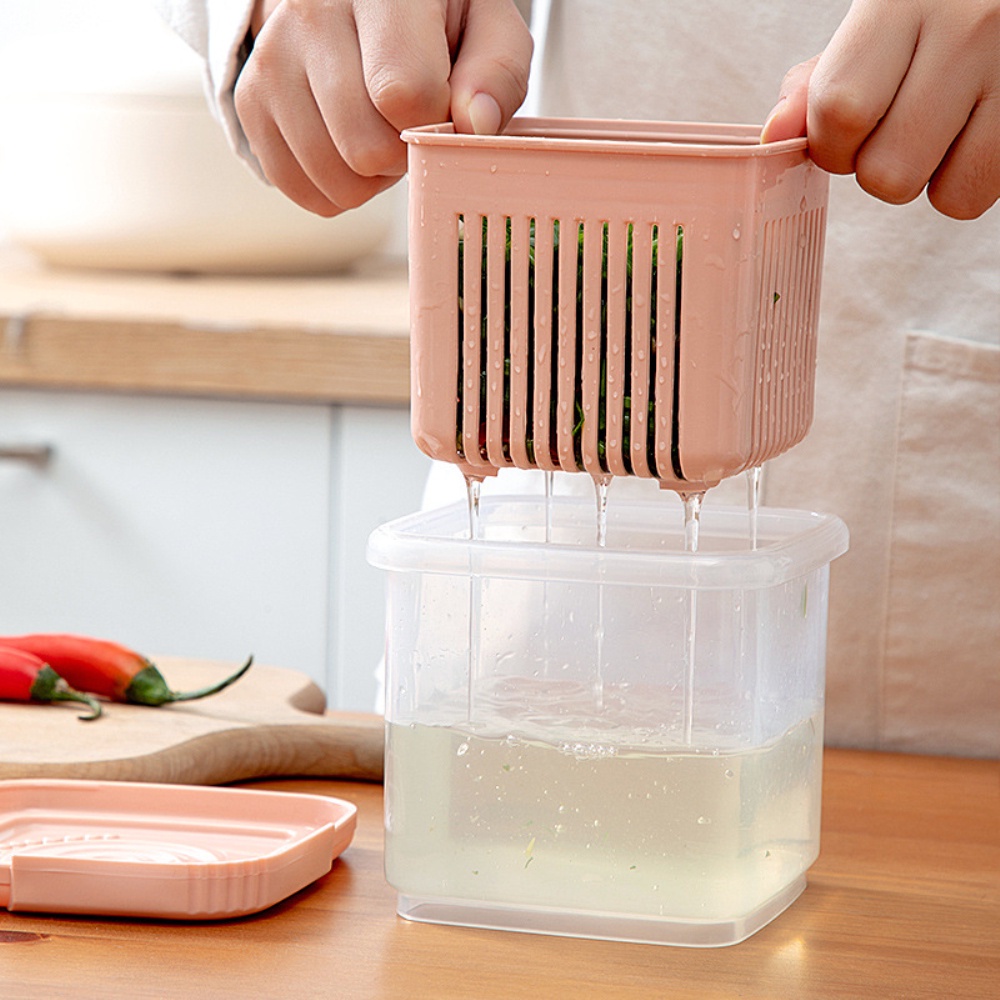 Hộp Đựng Hành Tỏi / Gừng / Tỏi Hai Tầng Trong Suốt Dày Dặn Có Thể Tháo Rời