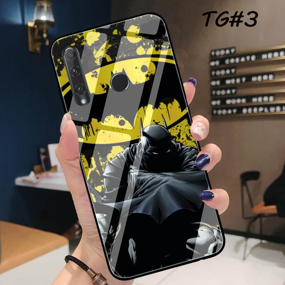 Ốp Điện Thoại Kính Cường Lực Viền Tpu Dẻo Họa Tiết Logo Batman Cho Samsung Galaxy S7 Edge S8 S9 S10 Plus