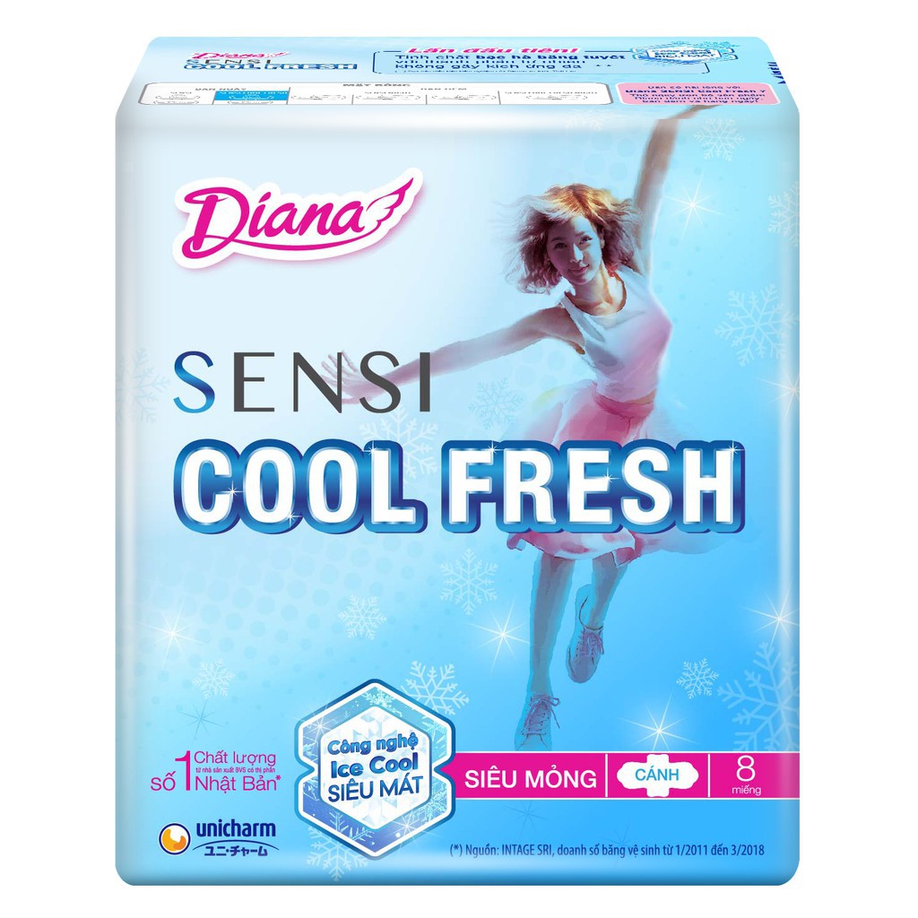 Combo 6 gói Băng vệ sinh Diana Sensi Cool siêu mỏng cánh
