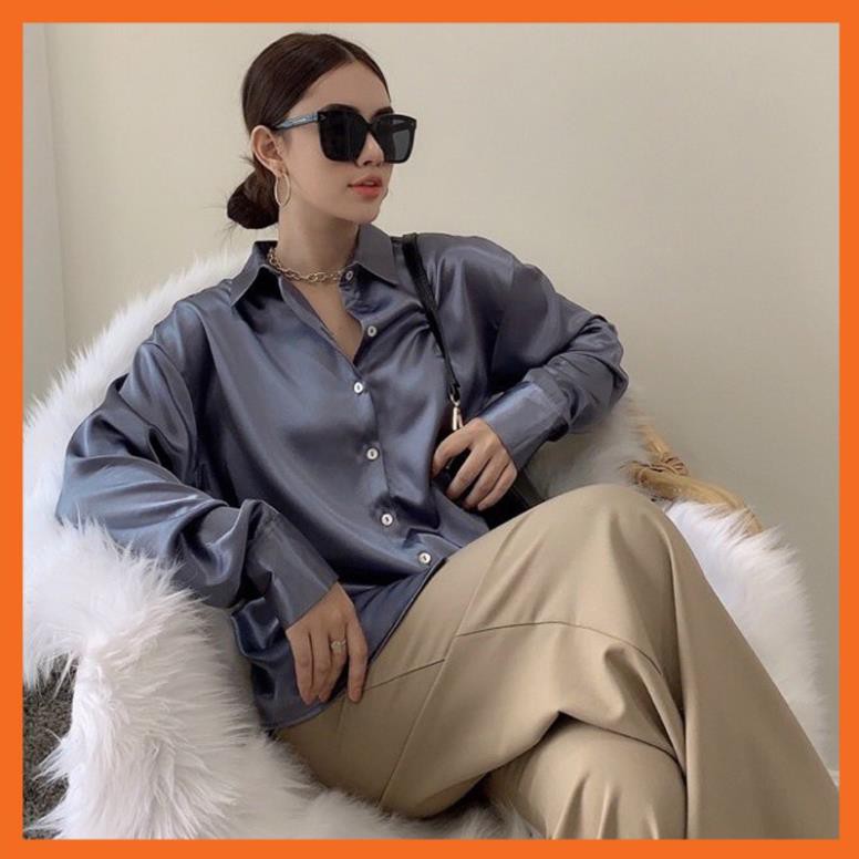 Áo sơ mi nữ tay dài Lụa Hàn form rộng, sơ mi nữ lụa đẹp dài tay Freesize nhiều màu- ASM05 | BigBuy360 - bigbuy360.vn