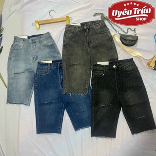 Quần jeans ngố nữ vải co giãn cao cấp