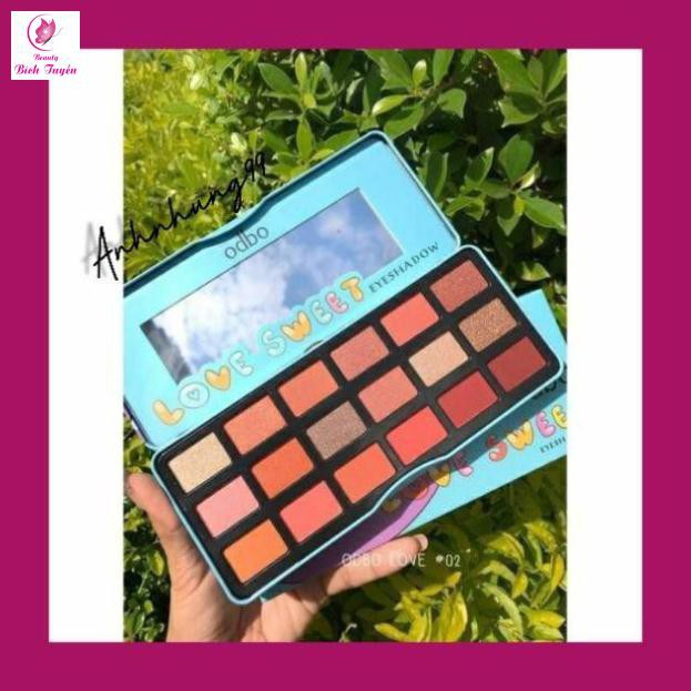 (auth 100%)( tặng chì kẻ mày)phấn mắt 18 ô odbo love sweet eyeshadow thái lan chính hãng có nhũ lì kim tuyến đẹp