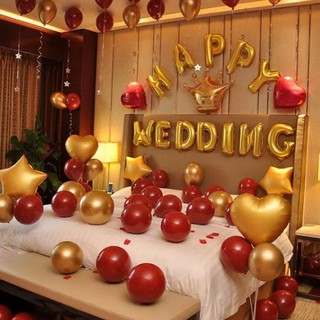(GIÁ SIÊU RẺ - SET BÓNG Y HÌNH) Bóng bay trang trí phòng cưới màu đỏ