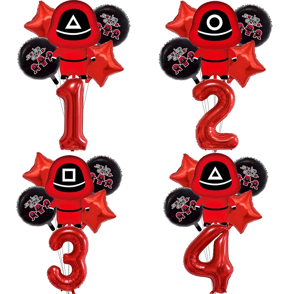 Set 6 bong bóng lá nhôm 32 inch hình con mực trang trí tiệc sinh nhật