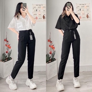 Quần tây baggy học sinh basic cạp cao