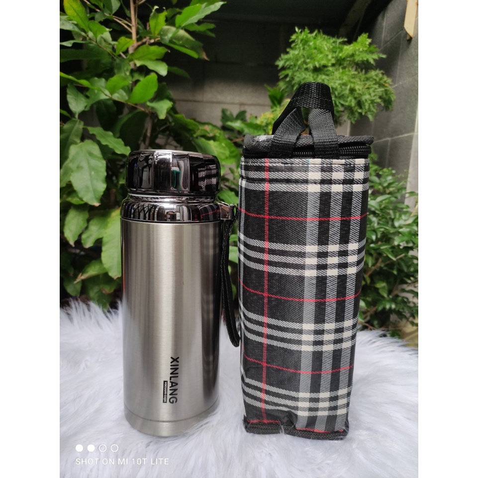 combo bình giữ nhiệt XINLANG 1200ml 1500ml + túi - Thiết kế inox kèm nắp kim cương - giữ nhiệt tốt