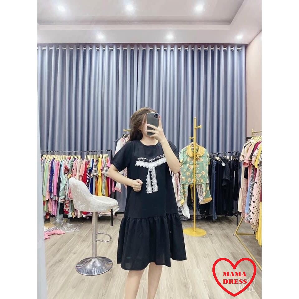 [GIÁ TIẾP THỊ] Đầm váy bầu công sở MAMADRESS dáng suông, chất lụa mềm mịn, nhẹ nhàng FREE SIZE cực mát