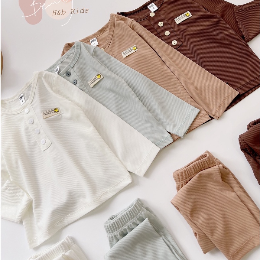 Bộ dài tay cho bé trai trơn màu , bộ thu đông chất thun tăm lạnh mềm mịn size từ 6 - 15 kg