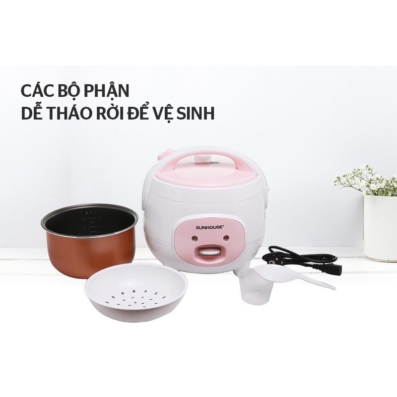 Nồi cơm điện Sunhouse shd 8607W dung tích 1,8L hàng chính hãng -bao lỗi đổi