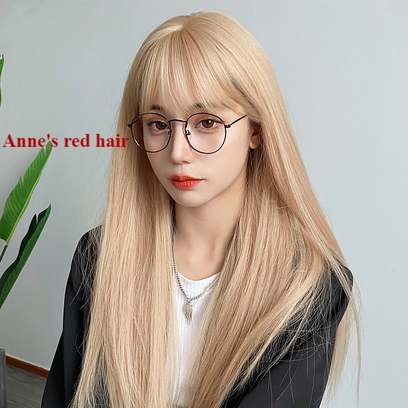 Bộ tóc giả dài thẳng nhuộm màu đỏ phong cách thời trang cho nữ