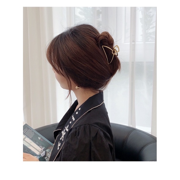 Kẹp tóc kim loại thiết kế đơn giản phong cách Hàn Quốc