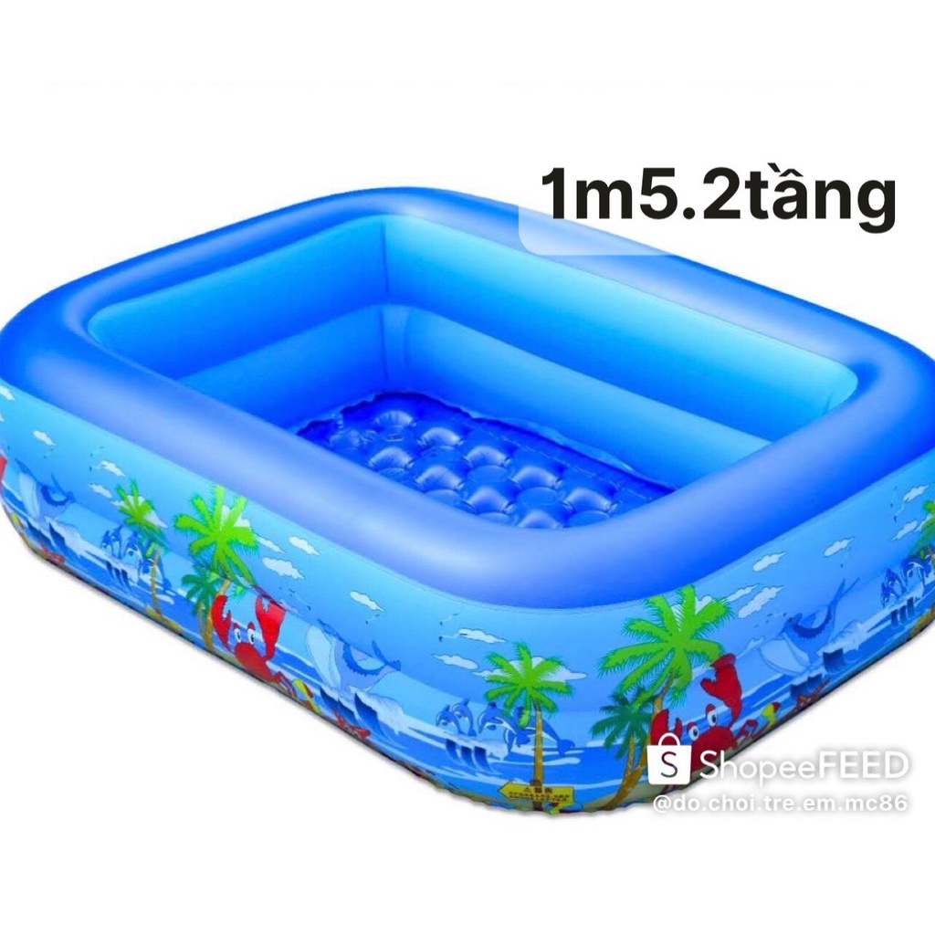 Bể bơi 1m5 2 tầng(KT150 x 110 x 35cm)-Hồ bơi,bể phao hình chữ nhật,bể bơi giá rẻ