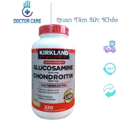 Viên Uống Hỗ Trợ Xương Khớp Kirkland Glucosamine 1500mg Chondroitin 1200mg 220 Viên Của Mỹ,Kirkland Glucosamine