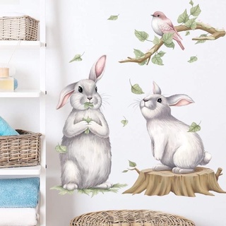 Decal dán tường Thỏ cặp cute( kèm kích thước)
