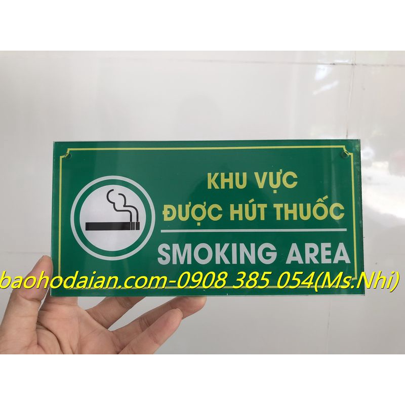 Biển báo khu vực được hút thuốc chất liệu mica KT10x20cm