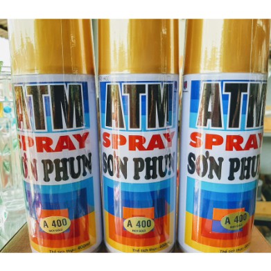 [Hỏa Tốc HCM] Sơn Phun Màu Nhũ Vàng – Bạc – Đồng – Inox ATM Spray Cao Cấp (400ml/chai)