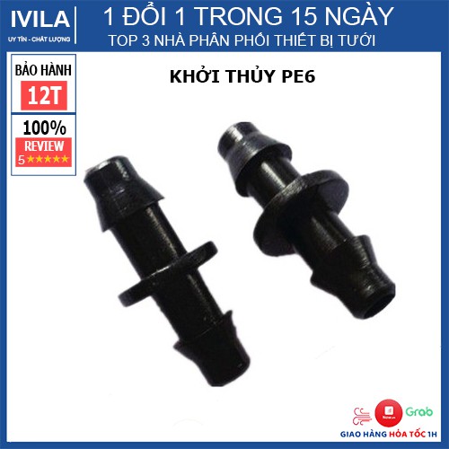 Combo 10 khởi thủy PE6 - Khởi thủy nhỏ giọt ống 6mm - Kết nối từ ống 16mm ra ống 6mm - Bảo hành 12 tháng