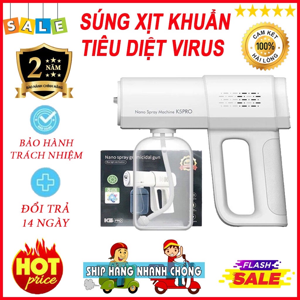 [Bảo Hành 24 Tháng ] Máy Xịt Khử Khuẩn Cầm Tay, Súng Phun Khử Khuẩn K5 Pro Cao Cấp Bằng Tia Uv