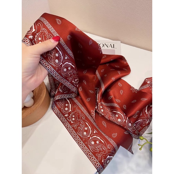 Khăn Lụa Đi Biển Cao Cấp Hoạ Tiết Boho Vintage 2 Màu Xanh Đỏ