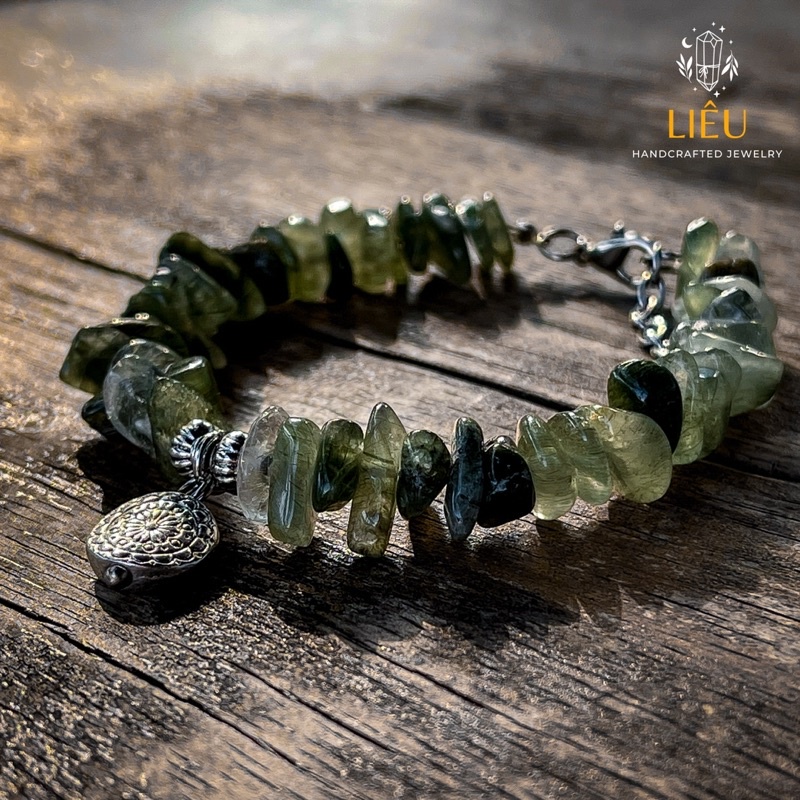 Vòng tay thach anh tóc xanh - Green Rutilated Quartz