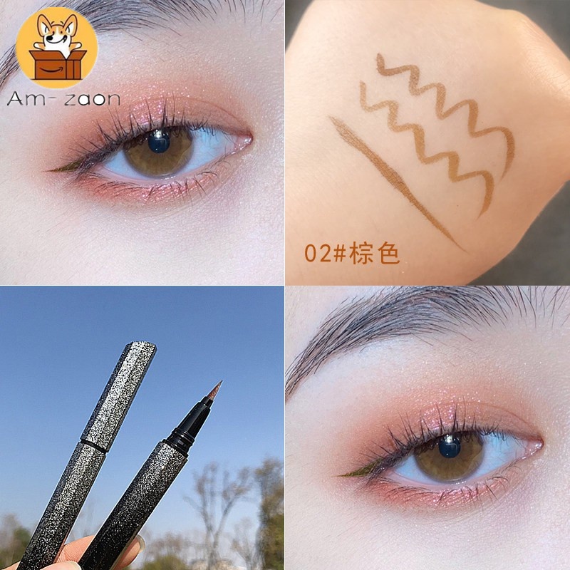Bút Kẻ Mắt Dạng Lỏng Màu Đen/Nâu Chống Thấm Lâu Trôi Dưỡng Ẩm Thiết Kế Vỏ Lấp Lánh