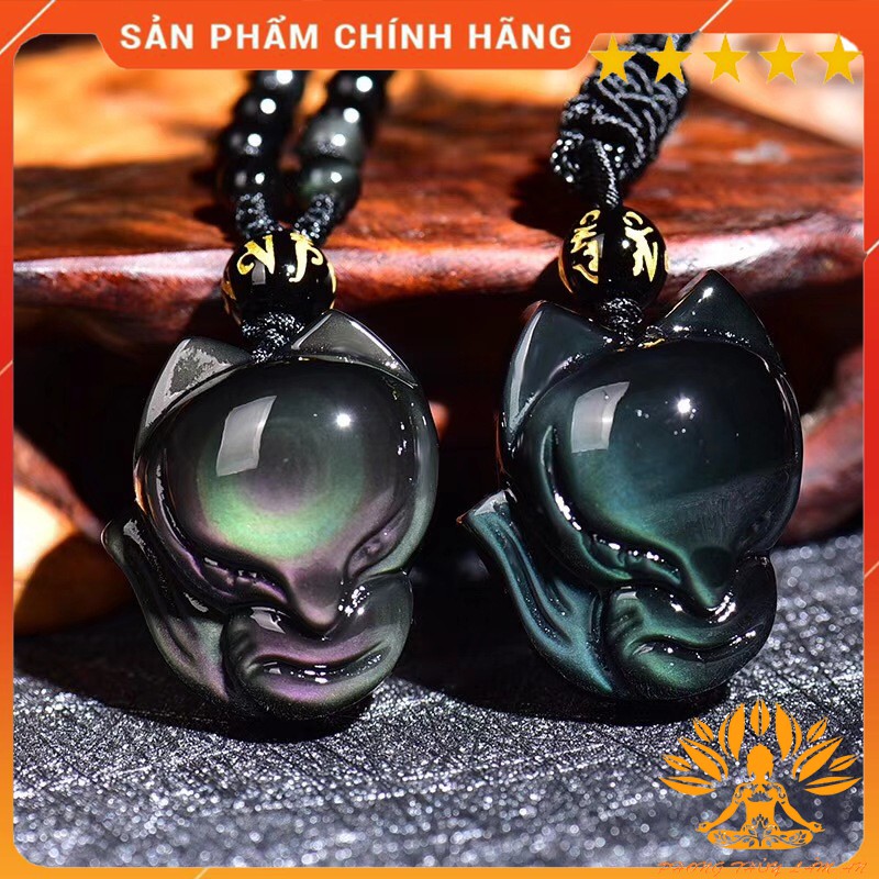 [HÀNG CAO CẤP] MẶT DÂY CHUYỀN HỒ LY ĐÁ TỰ NHIÊN NGŨ SẮC OBSIDIAN TÌNH DUYÊN MAY MẮN TÀI LỘC TẶNG KÈM DÂY VÀ HỘP GẤM ĐẸP