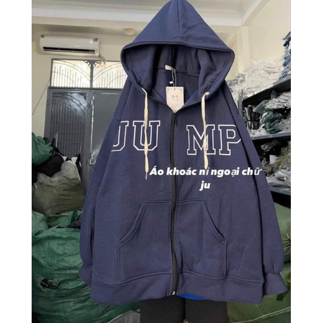 Áo khoác hoodie nỉ  nam nữ form rộng khóa kéo ,dây kéo
