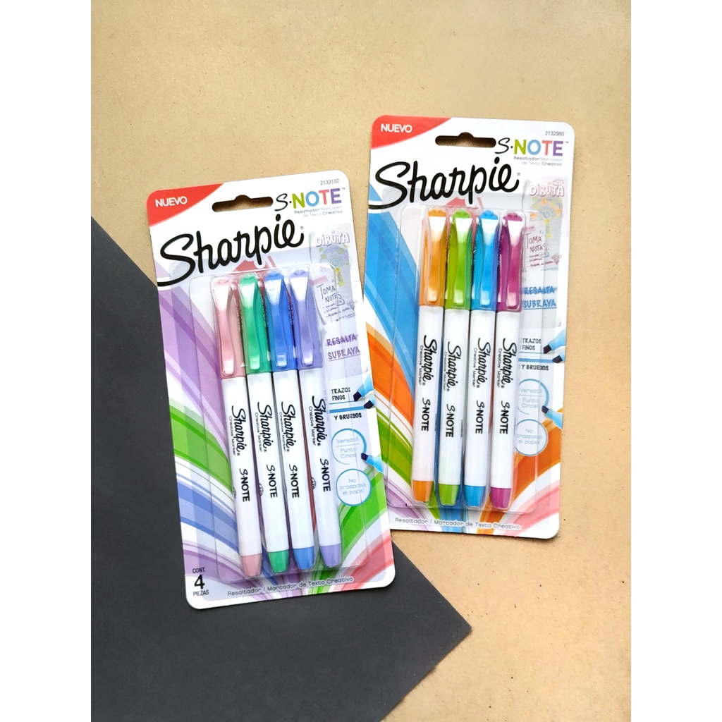 Vỉ 4 màu bút đánh dấu thông minh ngòi vát Sharpie S-Note Creative Markers 2.5mm