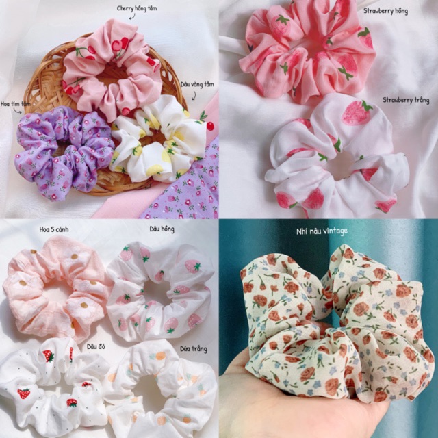 Cột tóc scrunchies hoa quả