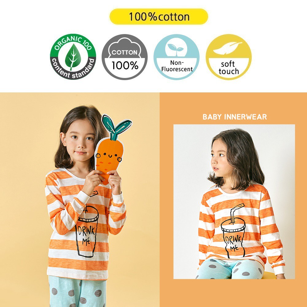 Bộ Đồ Ngủ Tay Dài 100% Cotton Dành Cho Bé Gái