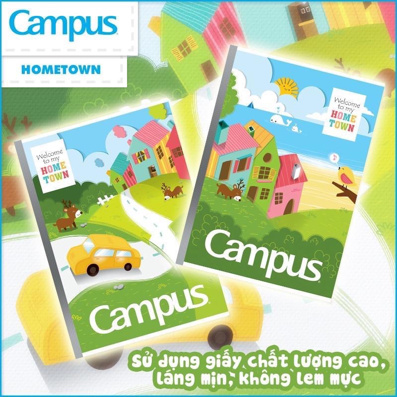 1 quyển vở học sinh tiểu hoc 4 ô ly CAMPUS hometown ( giáy đẹp-không lóa mắt)