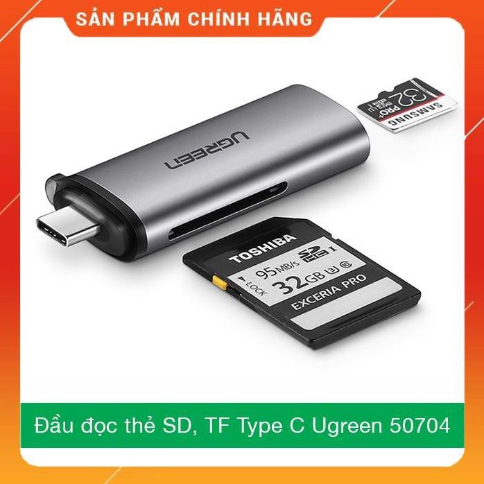 [CHÍNH HÃNG] Đầu đọc thẻ SD/TF cắm điện thoại cổng USB Type C Ugreen 50704 Bảo hành 18 tháng