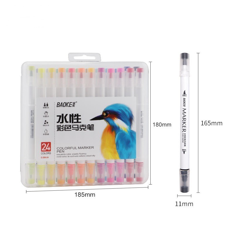 Bút Marker - Hộp bút lông màu hai đầu- Baoke D289 24 màu