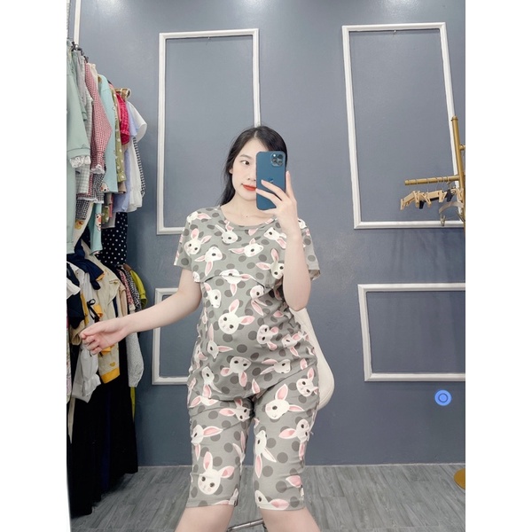 Bộ cottong lửng mặc bầu và sau sinh 2in1