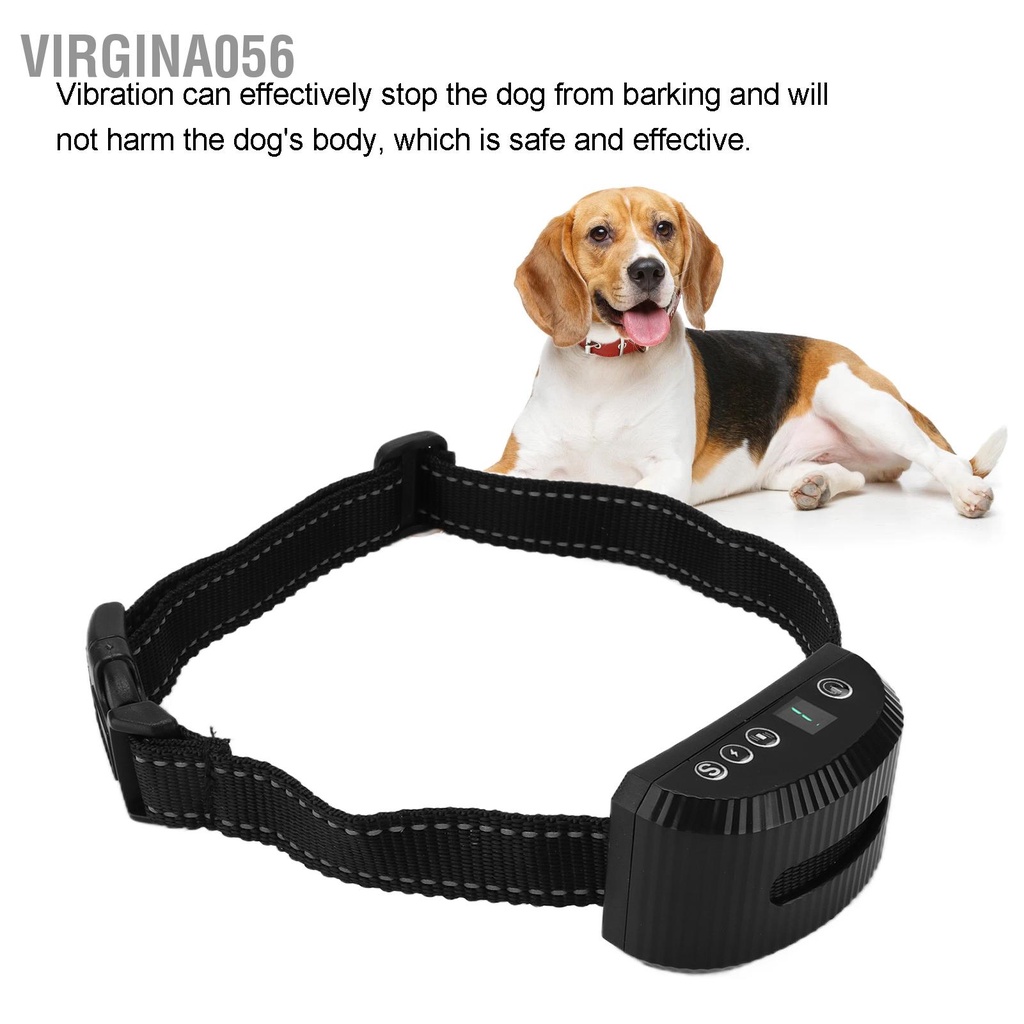 Virgina056 Vòng cổ huấn luyện chó cưng Thiết bị kiểm soát vỏ cây thông minh rung chống sủa cho