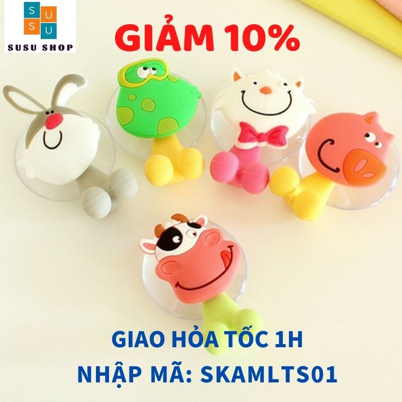 Kẹp Treo Bàn Chải Đánh Răng Hình Thú Dễ Thương Móc treo bàn chải đánh răng sử dụng miếng hút chân không chắc chắn