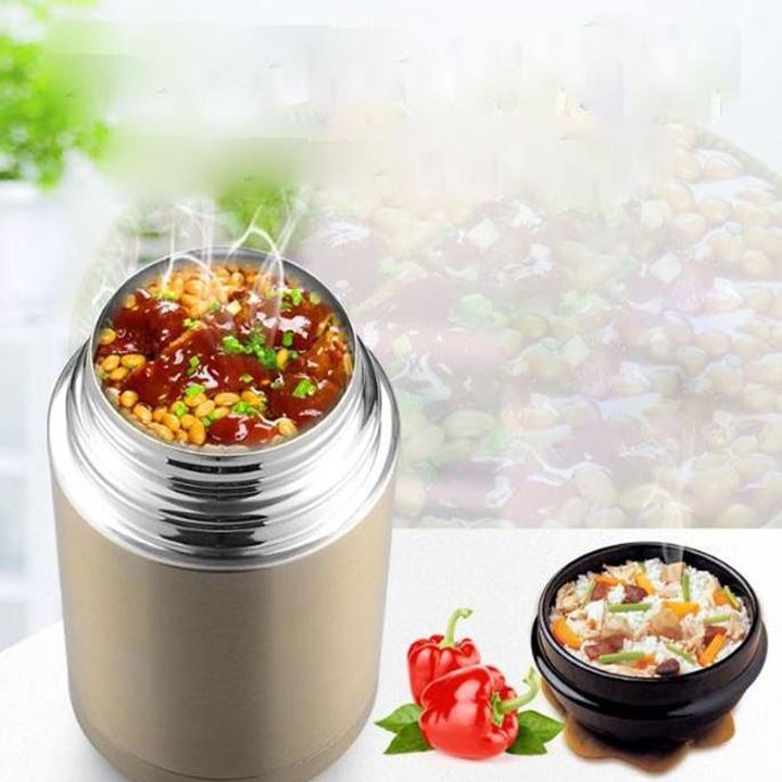 [INOX 304]Bình Ủ Cháo Cao Cấp Có Quai Xách Rút Gọn 1000ml Tiện Lợi Cho Gia Đình