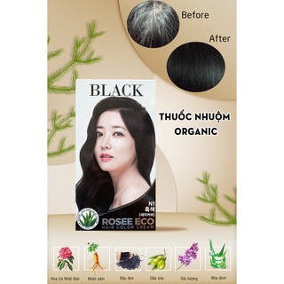 Nhuộm organic phủ bạc rosee eco 4 màu: đen , nâu , nâu khói , vàng đồng - không amoniac và parapen