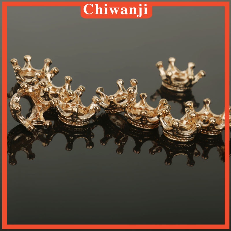 Set 10 Hạt Cườm Mạ Vàng Hình Vương Miện Nhiều Màu Sắc Dùng Làm Trang Sức