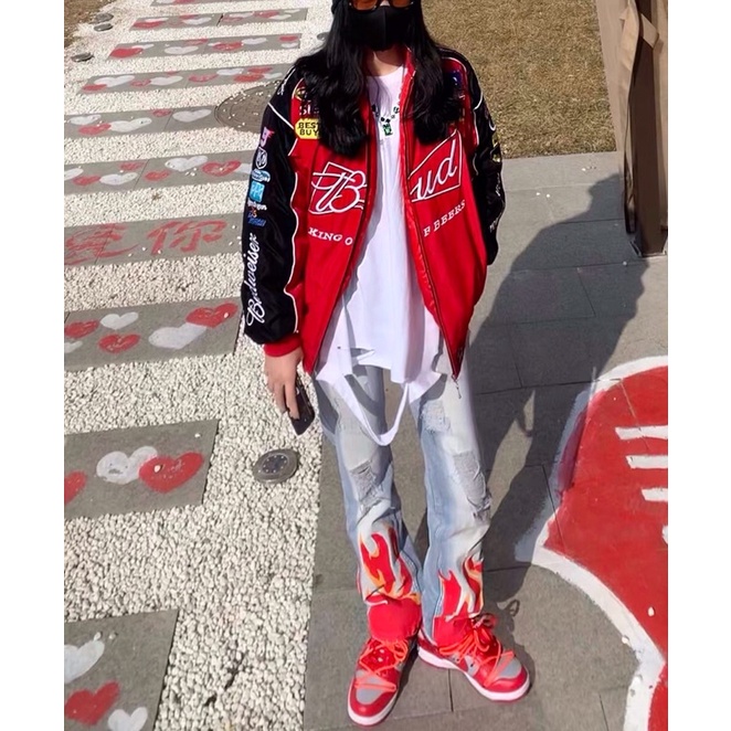 Áo khoác gió Varsity Jacket bomber thêu chữ Bud phối màu đua xe F1 thể thao unisex siêu chất ❤️