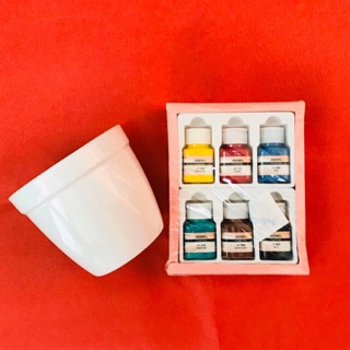 ART8S - Bộ sản phẩm sáng tạo vẽ gốm sứ và chậu gốm sứ trắng Màu vẽ gốm sứ