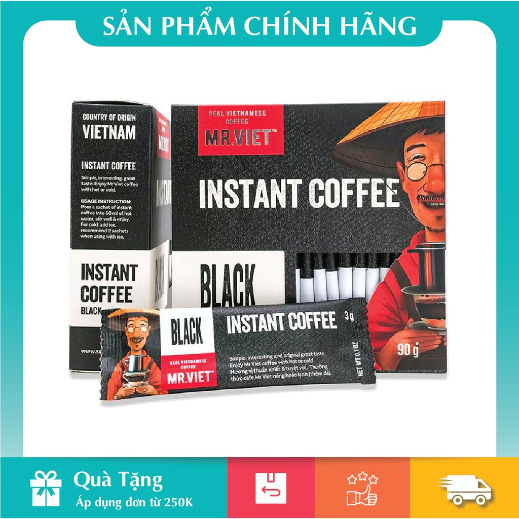 [HÀNG CHÍNH HÃNG] Cà Phê Mr.Việt - Hòa Tan Đen - 20gói x 2 gr