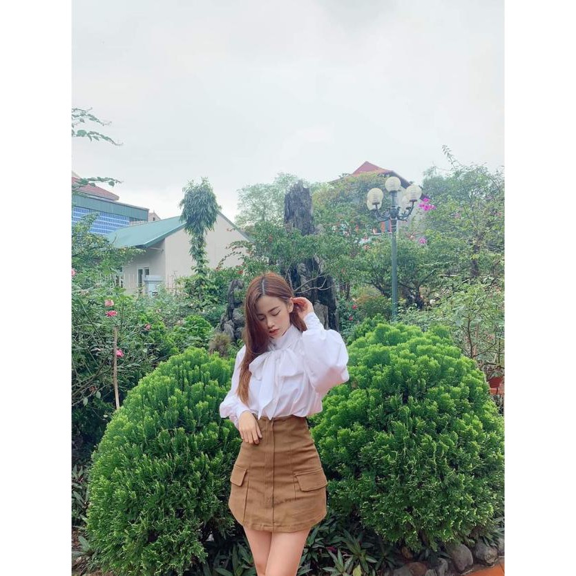 (HÌNH THẬT) Áo Cổ Điển Nơ Cổ (TRẮNG) | BigBuy360 - bigbuy360.vn