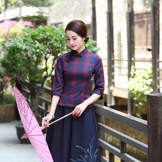 Áo sườn xám tay lỡ PMS55