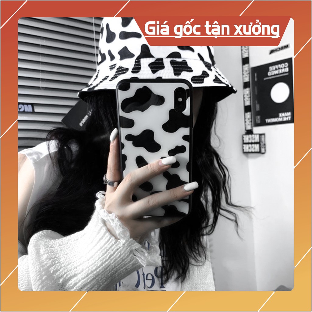 Nón bucket hai mặt bò sữa phong cách Hàn Quốc đáng yêu