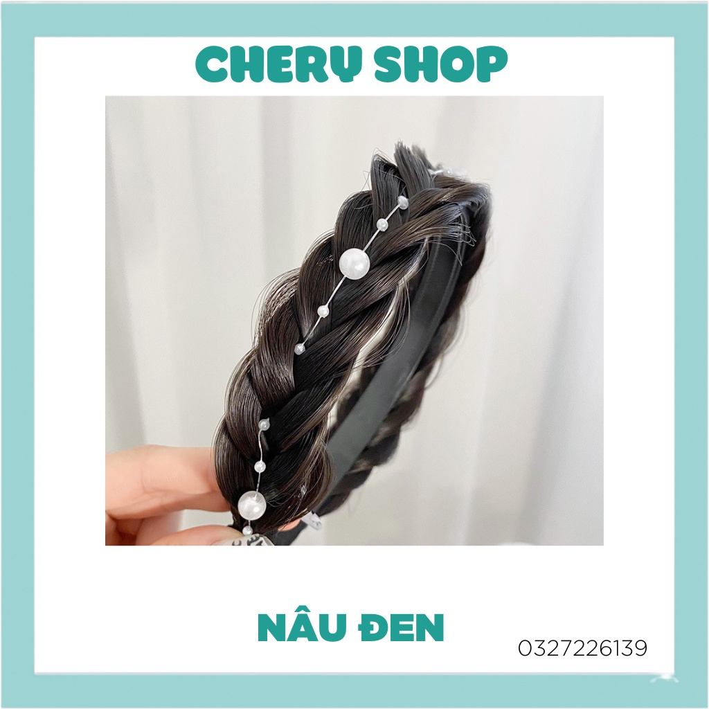 Tóc giả băng đô tết tóc lơi đính ngọc siêu hot hiện nay