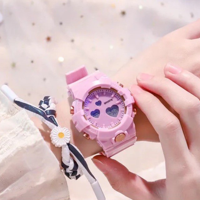 Đồng hồ điện tử nam nữ Sport S024T mặt trái tim cực đẹp, kiểu dáng thể thao cá tính, full chức năng | BigBuy360 - bigbuy360.vn